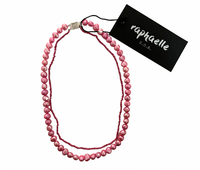 Raspberry Cream Double Pearl Necklace