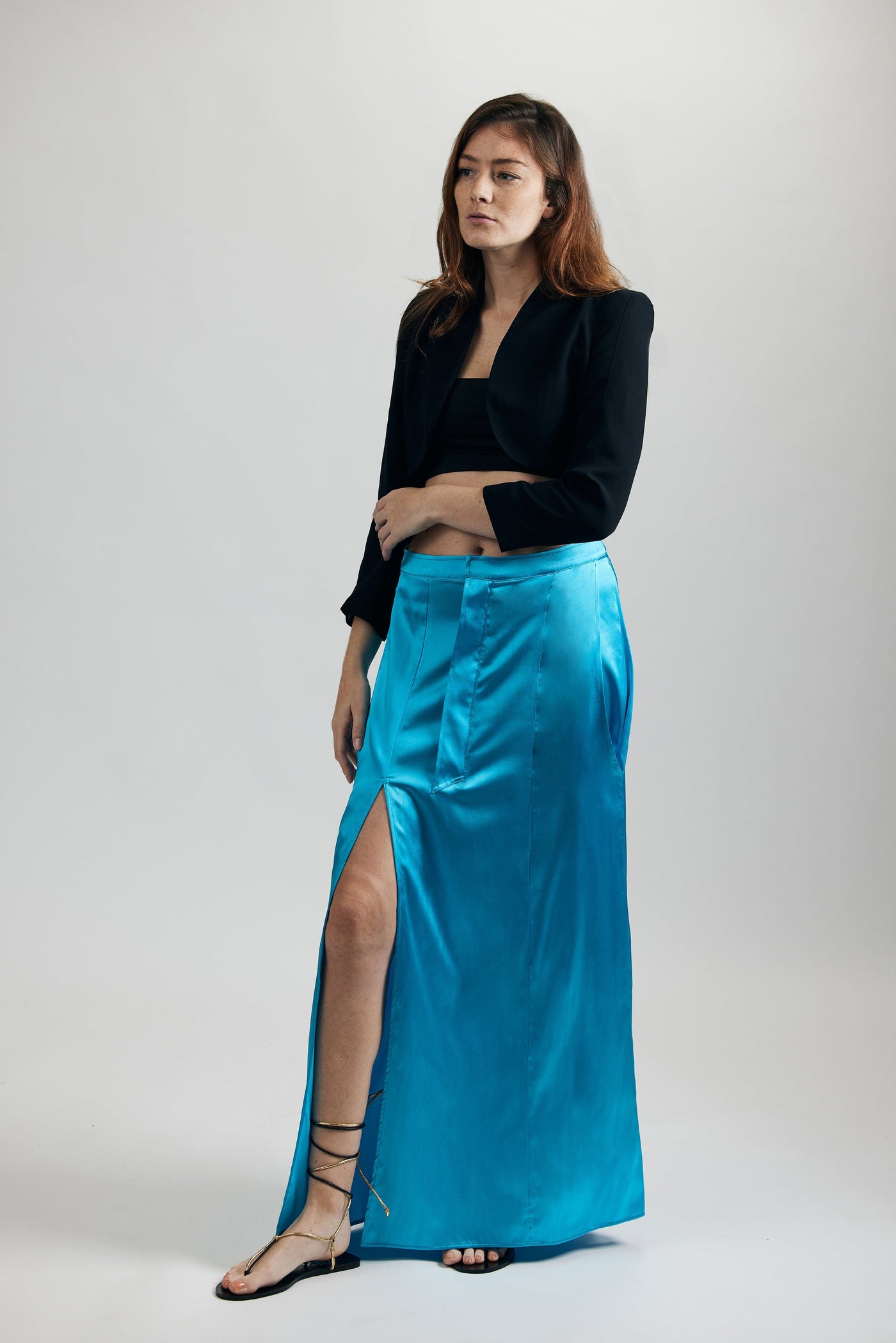 Silk Skater Skirt - Acqua